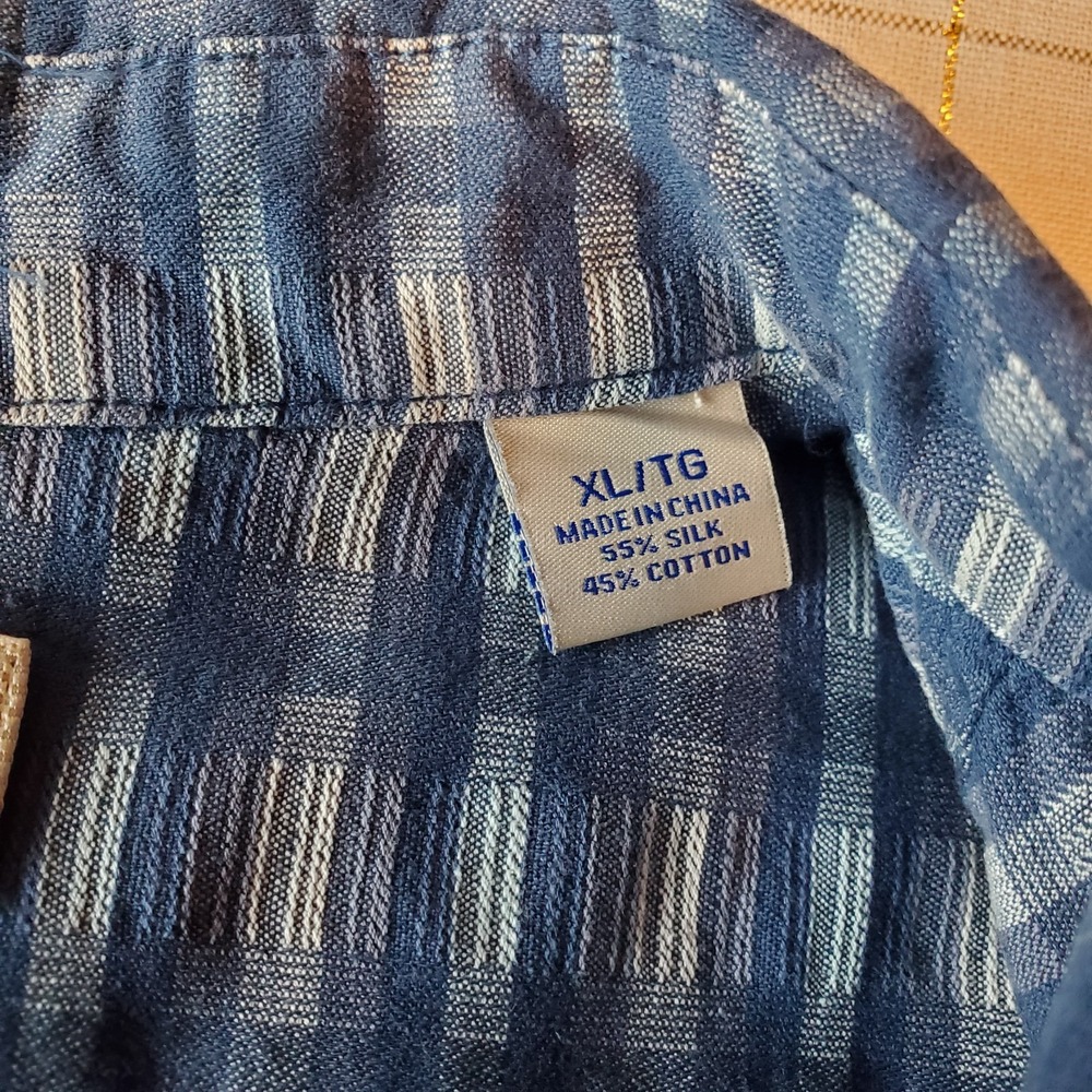 Tommy Bahama Men's Shirt Size XL Short Sleeve Button Down Silk Cotton Blend Blue - Picture 6 of 9